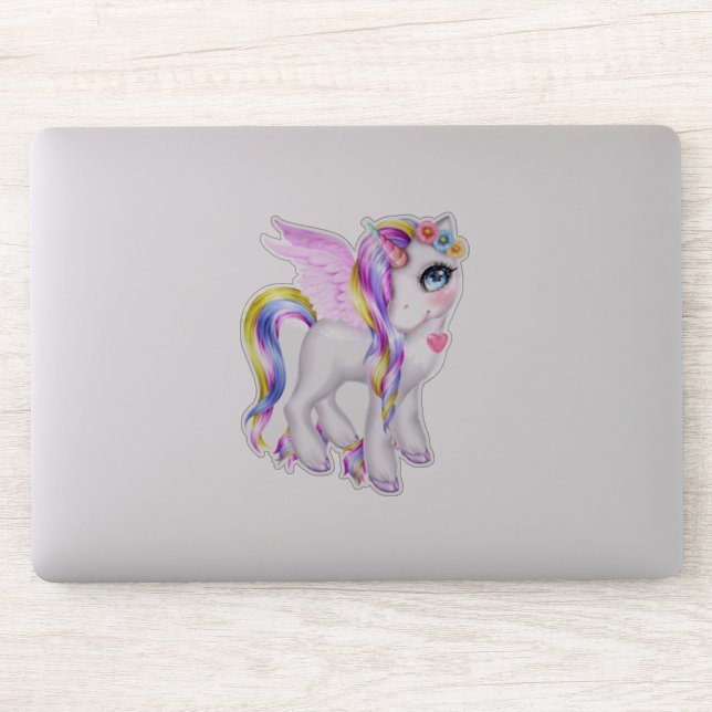 Sticker Belle licorne avec Rainbow Mane & Tail (Ordinateur)