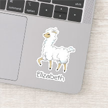 Belle Llama Blanche Avec Votre Nom Vinyl
