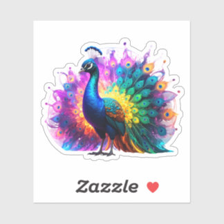 Sticker Belle Peacock Art coloré