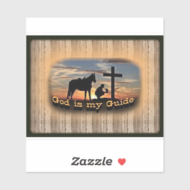 Sticker Belle prière Cowboy et Croix (Feuille)