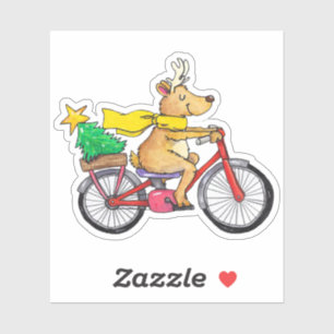 Sticker Belle renne à vélo