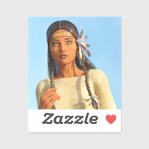 Sticker Belle tenue autochtone amérindienne