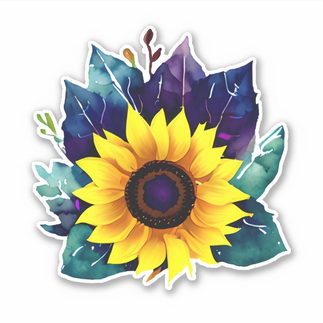 Sticker Belle tournesol simple ouvert (Devant)