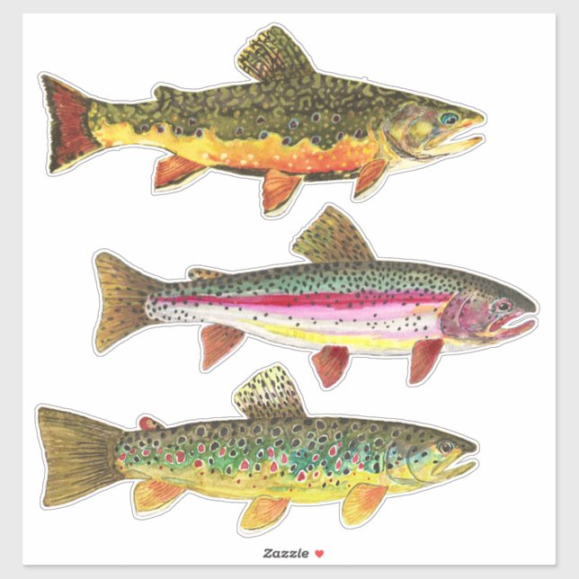 Sticker Belle truite - Brook, Brown, Rainbow Fishing (Feuille)