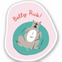 "belly frob" drôle chien illustré rose clair rétro