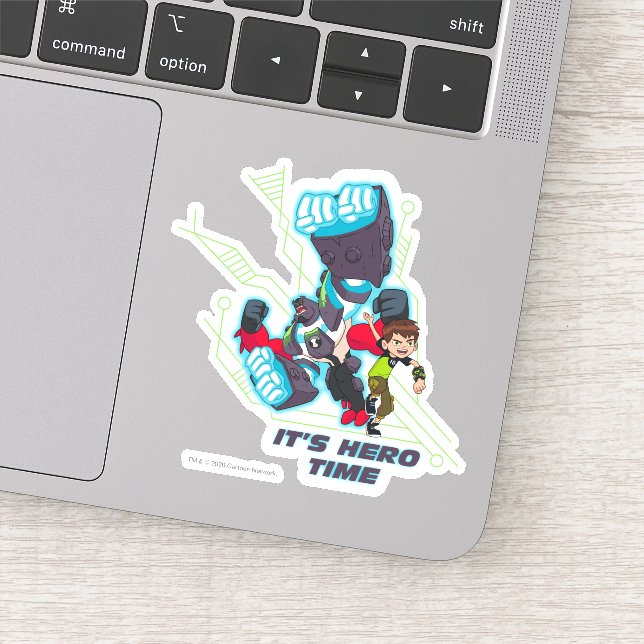 Sticker Ben & Omni-Enhanced Four Arms - It's Hero Time (Détail)