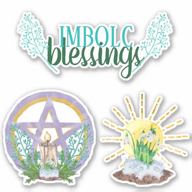 Sticker Bénédiction Imbolc Wicca Sabbat Pentacle & Sun (Devant)