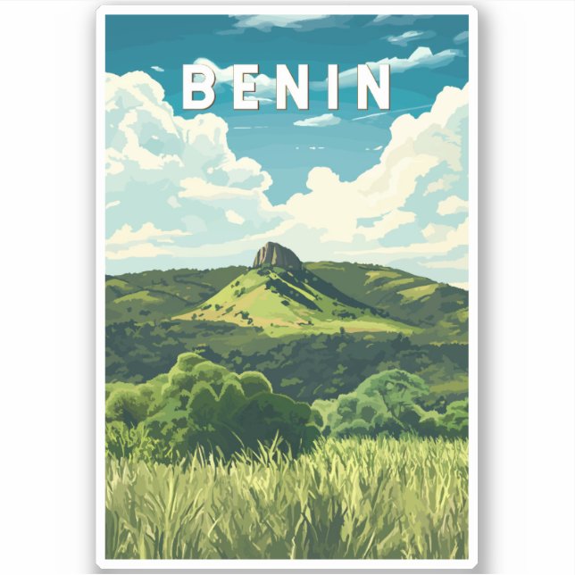 Sticker Bénin Illustration Voyage Art Vintage (Devant)