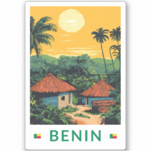 Sticker Bénin Sunset Illustration Voyage Art Vintage