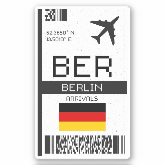 Sticker BER Berlin Boarding Pass - Allemagne Travel (Devant)