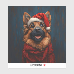 Sticker Berger allemand dans un chapeau de Père Noël