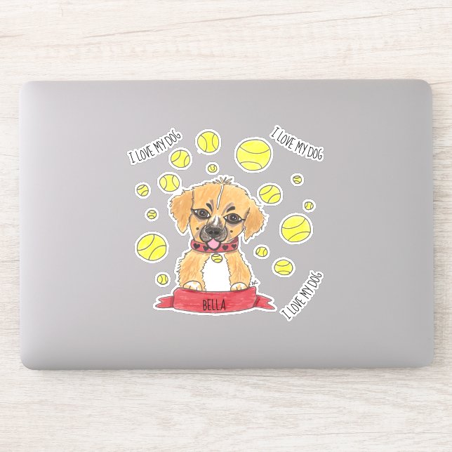 Sticker Berger d'or en dessin animé et balles de tennis (Ordinateur)