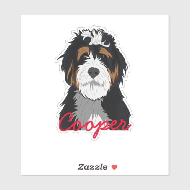 Sticker Bernedoodle Nom personnalisé (Feuille)