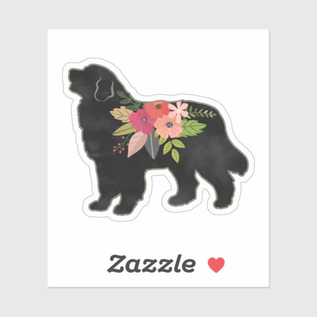 Sticker Bernese Mountain Dog race Boho Floral Silhouette (Feuille)