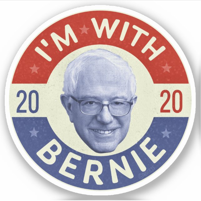 Sticker Bernie Sanders Président 2020 Démocrate Photo Retr (Devant)