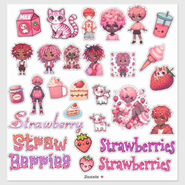 Sticker Berrylicious Delights : Thème de fraise 30 pièces (Feuille)