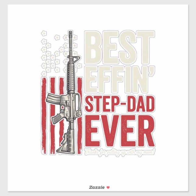 Sticker Best Effin Step-Dad Ever Patriotic Vintage Vector_ (Feuille)
