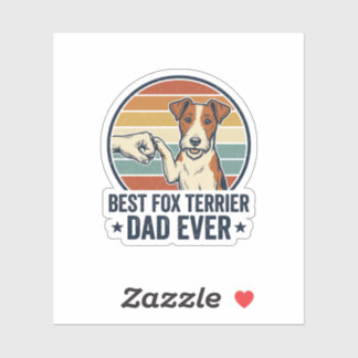 Sticker Best Fox Terrier Dad Ever Vintage Dog Lover Shirt_