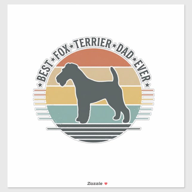 Sticker Best Fox Terrier Dad Ever Vintage Dog Shirt_1 (Feuille)