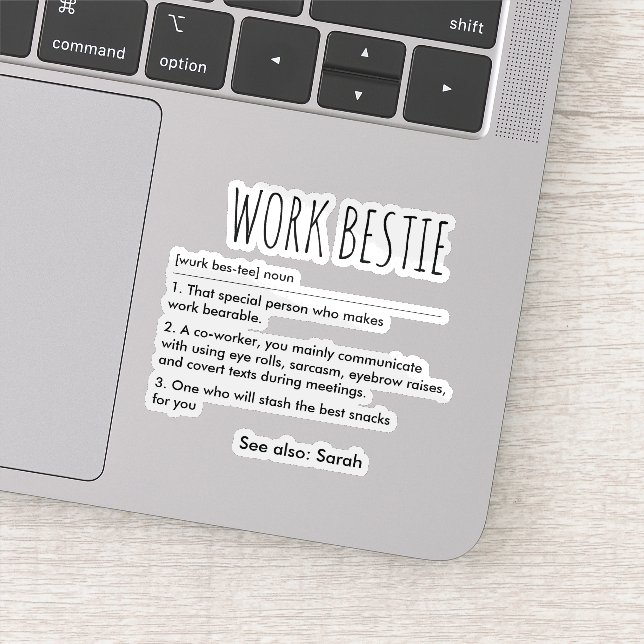 Sticker Bestie de travail Définition Drôle Nom personnalis (Détail)
