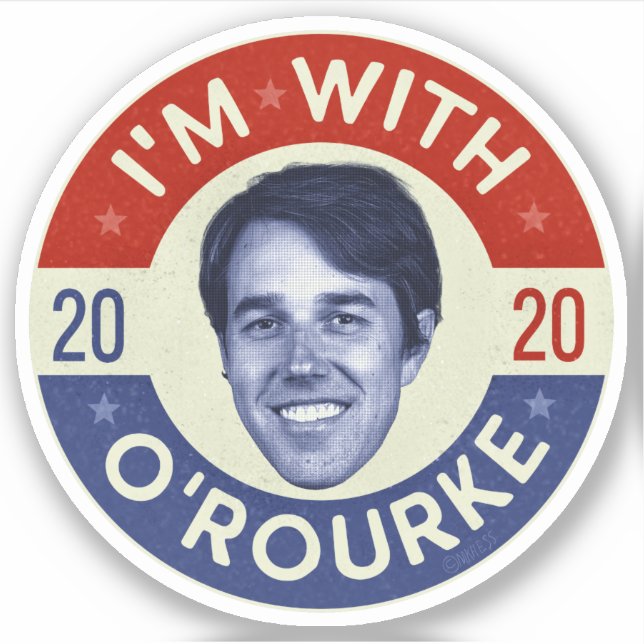 Sticker Beto O'Rourke Président 2020 Démocrate Photo Retro (Devant)
