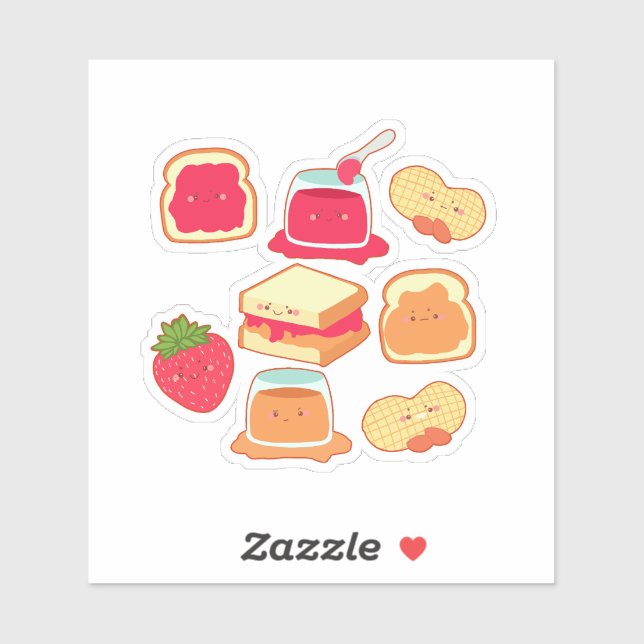 Sticker Beurre D'Arachide Et Jelée De Fraise (Feuille)