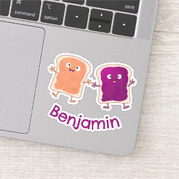 Sticker Beurre d'arachide mignonne et caricature sandwich 