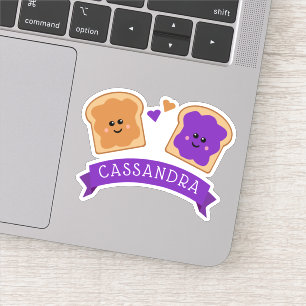 Sticker Beurre d'arachide mignonne et nom de gelée