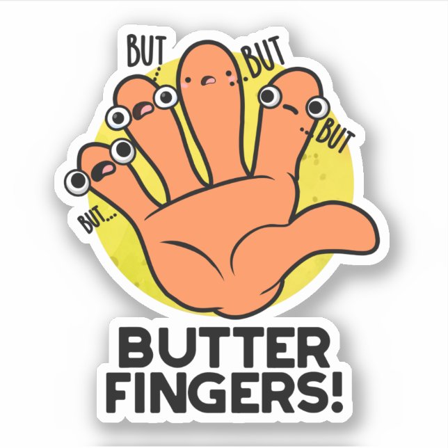 Sticker Beurre Doigts Funny Anatomie Pun (Devant)