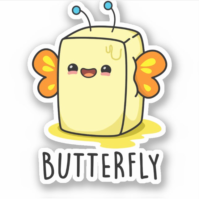 Sticker Beurre Drôle Papillon Avec Jeu D'Ailes (Devant)