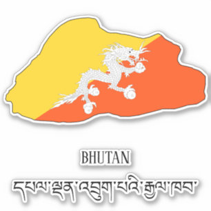 Sticker Bhoutan Drapeau Charme Carte Patriotique