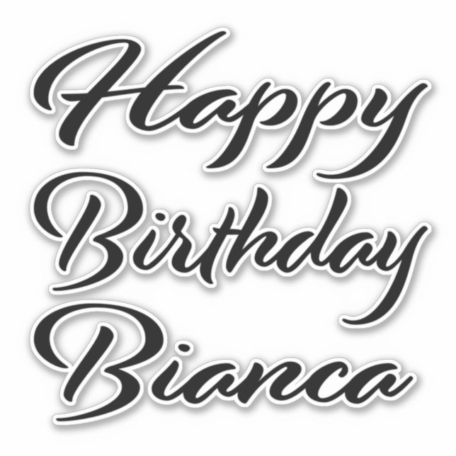 Sticker Bianca Nom Prénom Anniversaire de la Broderie noir (Devant)