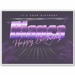 Sticker Bianca Nom Prénom lila retro Broer