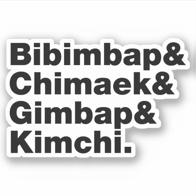 Sticker Bibimbap & Chimaek & Gimbap & Kimchi. Aliments cor (Devant)