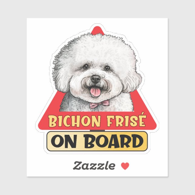 Sticker Bichon Frise À Bord Drôle Chien Rouge Voyage (Feuille)
