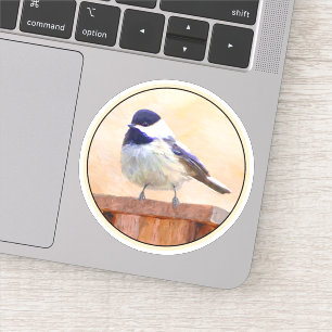 Sticker Bickadee sur la peinture d'alimentation - Oiseaux 