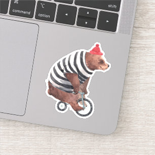 Sticker Bicyclette Ours amusant