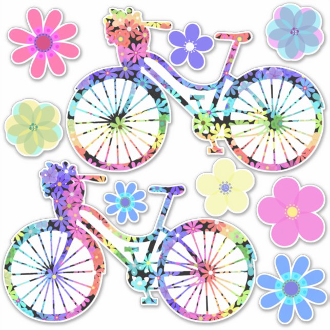 Sticker Bicyclettes et fleurs (Devant)