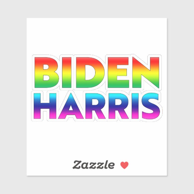 Sticker "Biden Harris" Fierté couleurs arc-en-ciel lgbt lg (Feuille)