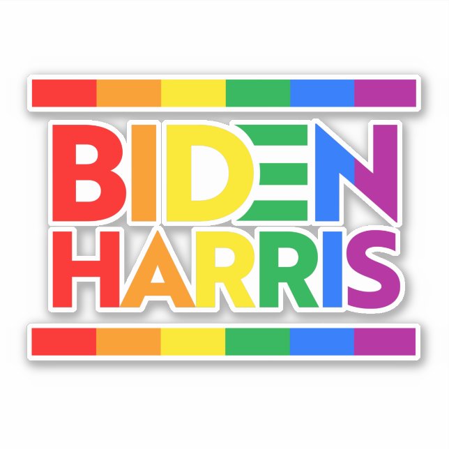 STICKER BIDEN HARRIS PRIDE RAINBOW (Devant)