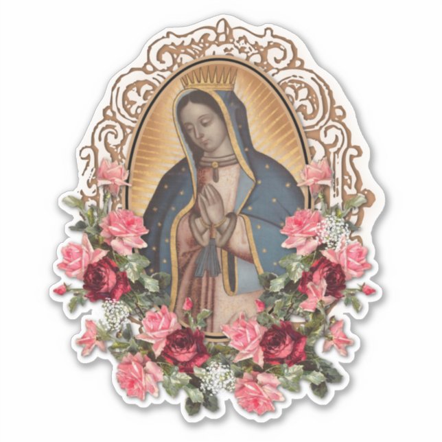 Sticker Bienheureuse Vierge Marie Roses religieux de Guada (Devant)