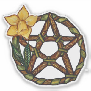 Sticker Bienheureux Daffodil Pentacle Ostara Art
