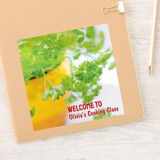 Sticker Bienvenue dans le cours de cuisine de Name Herb Ar (Carnet)