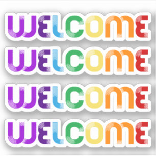 Sticker Bienvenue drapeau arc-en-ciel LGBT