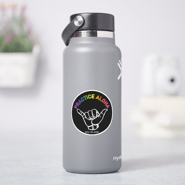 Sticker Big Island - Pratiquer Aloha Shaka (Hang lâche) (HydroFlask)