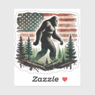 Sticker Bigfoot - American Flag Patriot