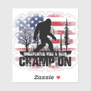 Sticker Bigfoot Champion invaincu de cache-cache Drapeau a
