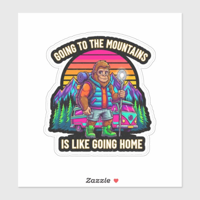 Sticker Bigfoot Hiking-Going To The Mountains (Feuille)