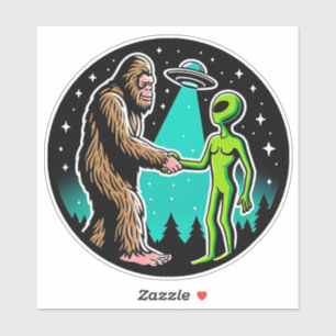 Sticker Bigfoot rencontre un Alien