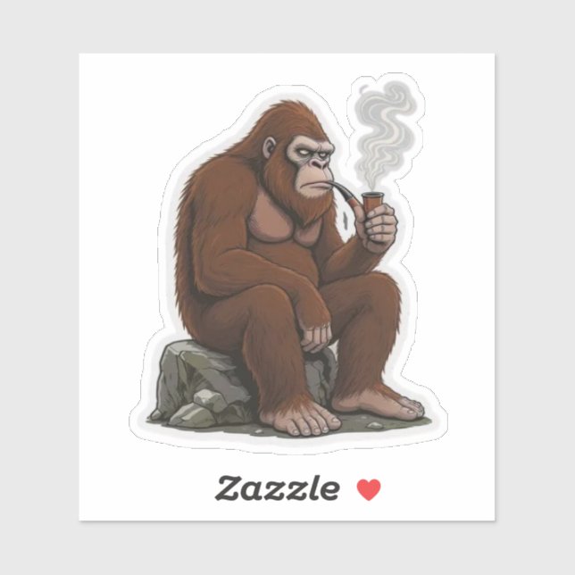Sticker Bigfoot Smoking a Pipe (Feuille)